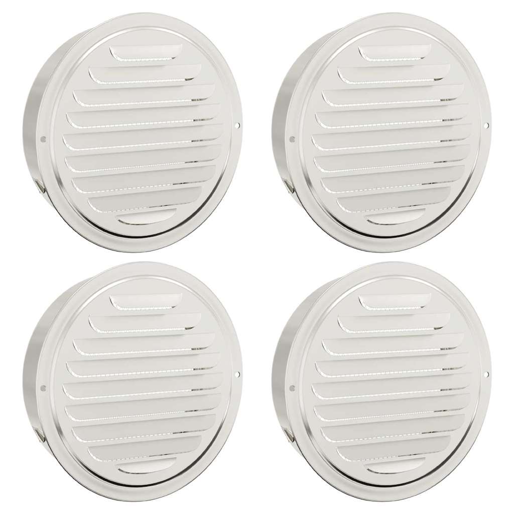 vidaXL Καπάκια Αερισμού 4 pcs Ασημί 200 mm Ανοξείδωτο ατσάλι