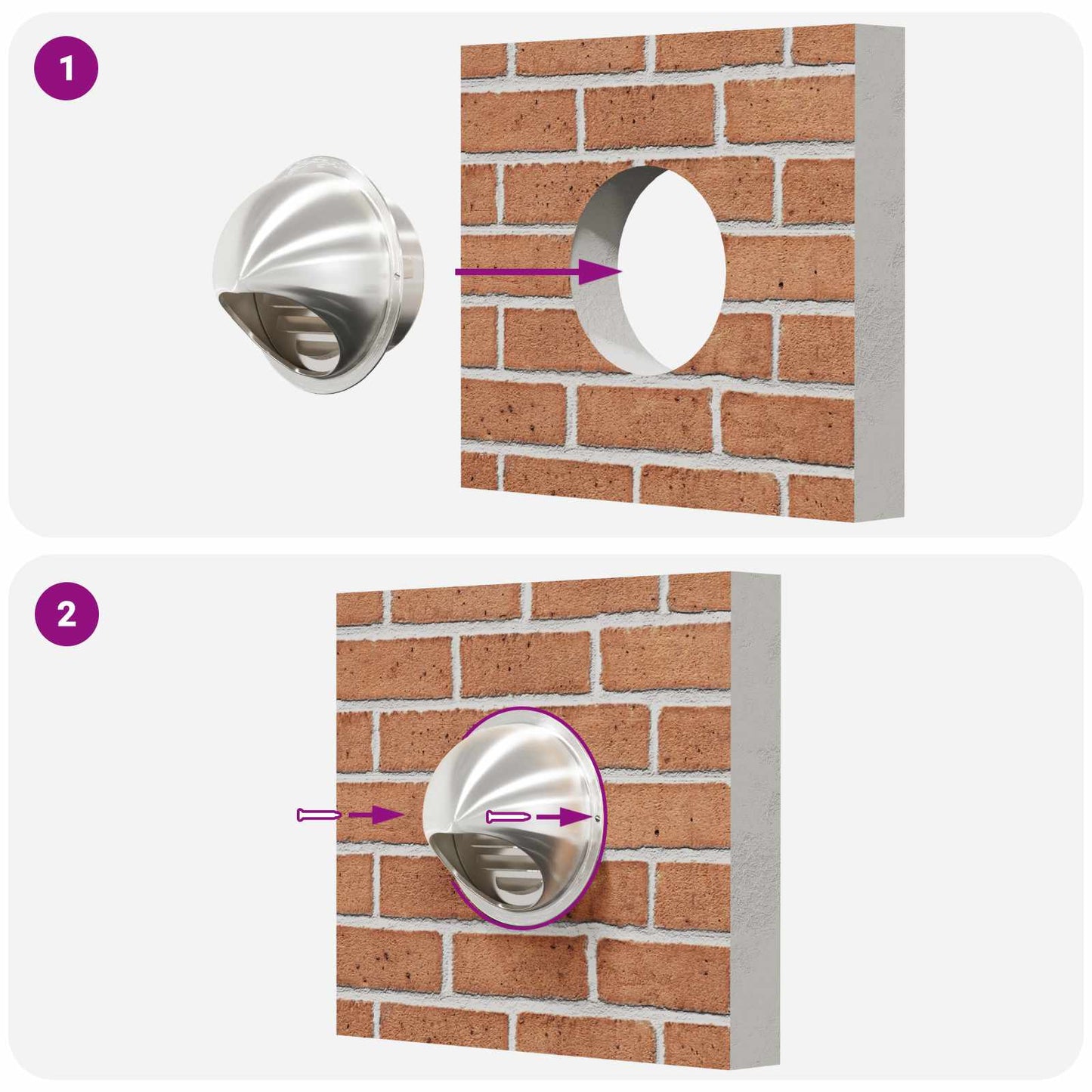 vidaXL Καπάκια Αερισμού 2 pcs Ασημί 80 mm Ανοξείδωτο ατσάλι