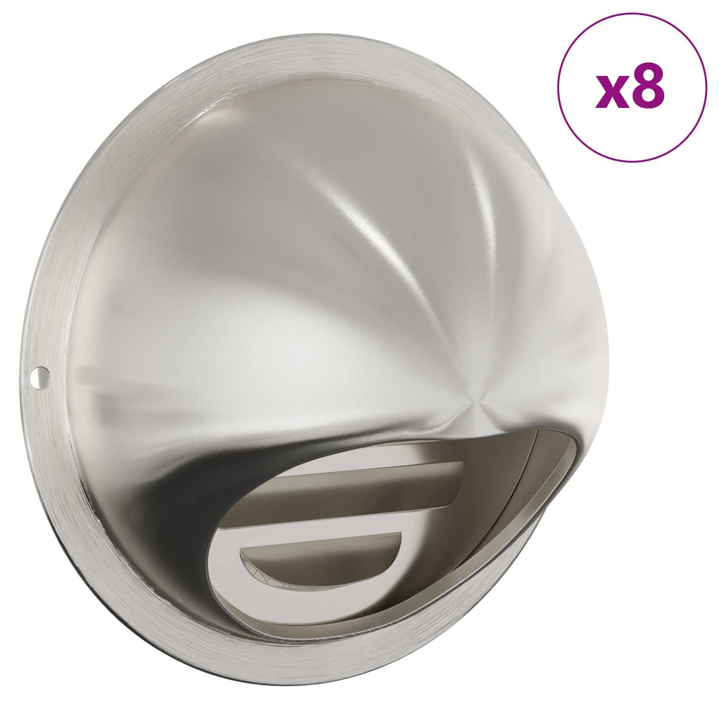 vidaXL Καπάκια Αερισμού 8 pcs Ασημί 80 mm Ανοξείδωτο ατσάλι