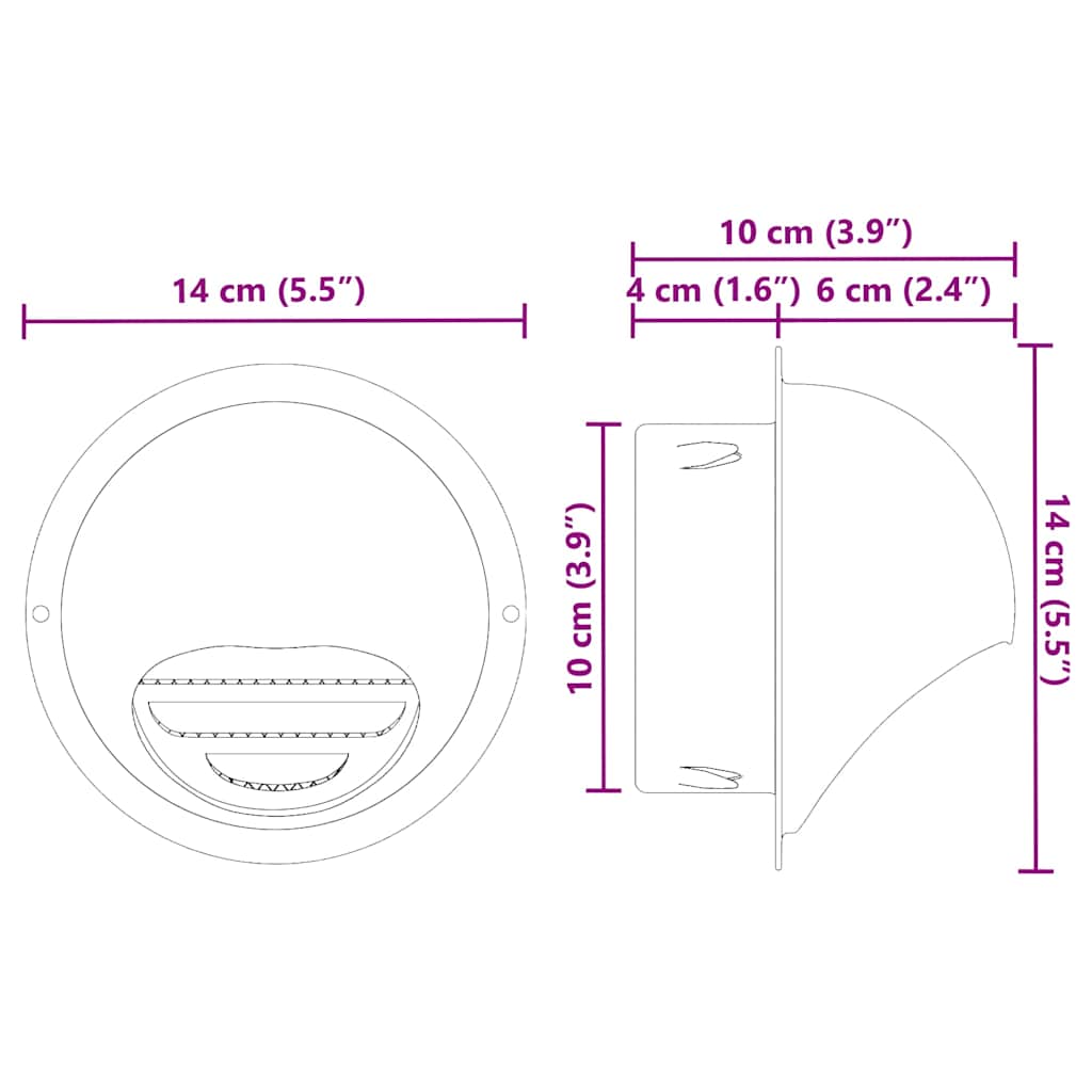 vidaXL Καπάκια Αερισμού 2 pcs Ασημί 100 mm Ανοξείδωτο ατσάλι
