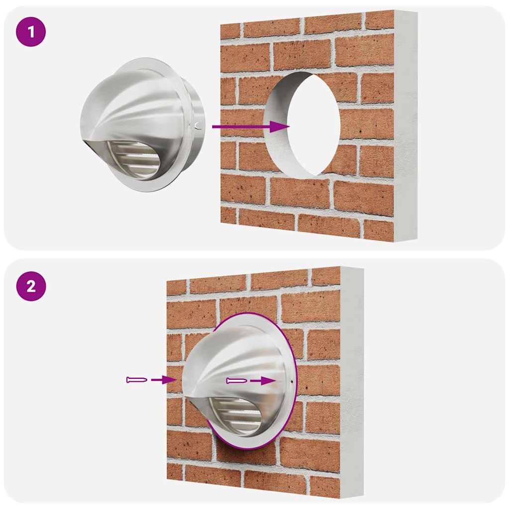 vidaXL Καπάκια Αερισμού 8 pcs Ασημί 150 mm Ανοξείδωτο ατσάλι
