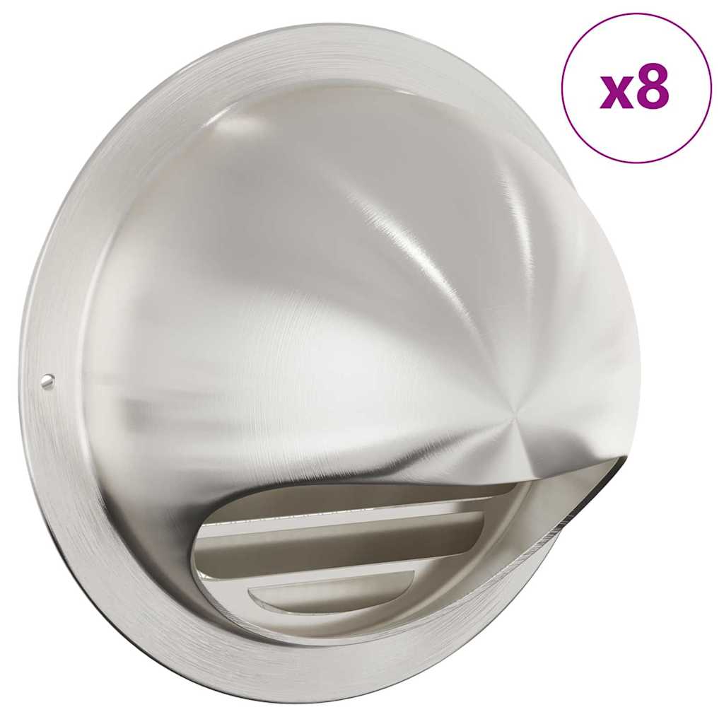 vidaXL Καπάκια Αερισμού 8 pcs Ασημί 150 mm Ανοξείδωτο ατσάλι