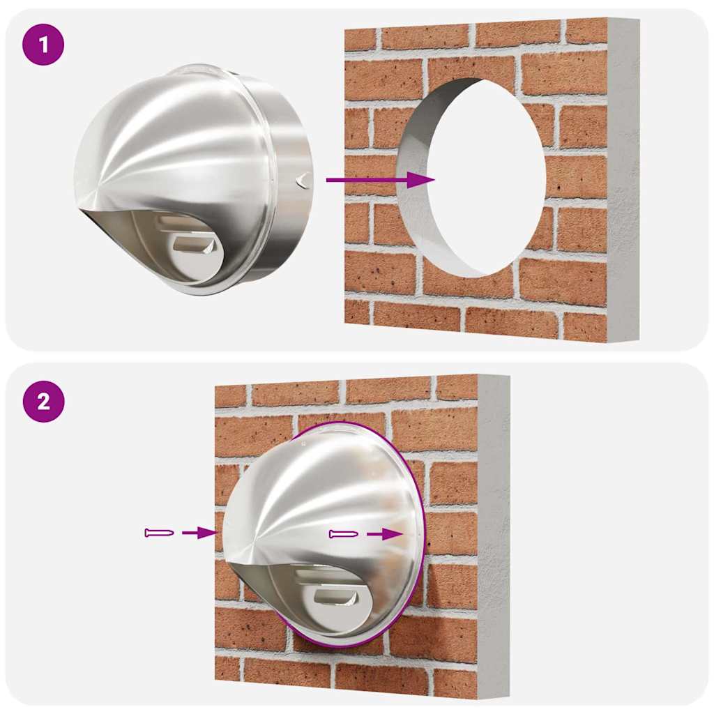 vidaXL Καπάκια Αερισμού 2 pcs Ασημί 200 mm Ανοξείδωτο ατσάλι