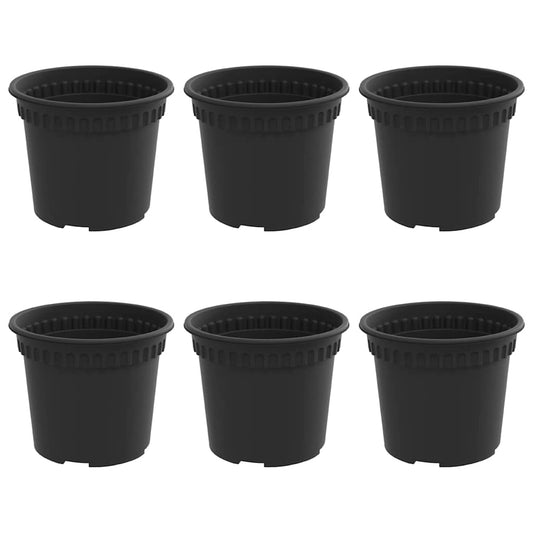 vidaXL Στρογγυλή Γλάστρα Λουλουδιών 6 pcs Μαύρο Ø 12,5 x 10 εκ