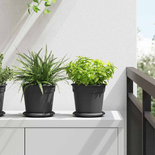 vidaXL Στρογγυλή Γλάστρα Λουλουδιών 6 pcs Μαύρο Ø 17 x 14 εκ Πλαστικό