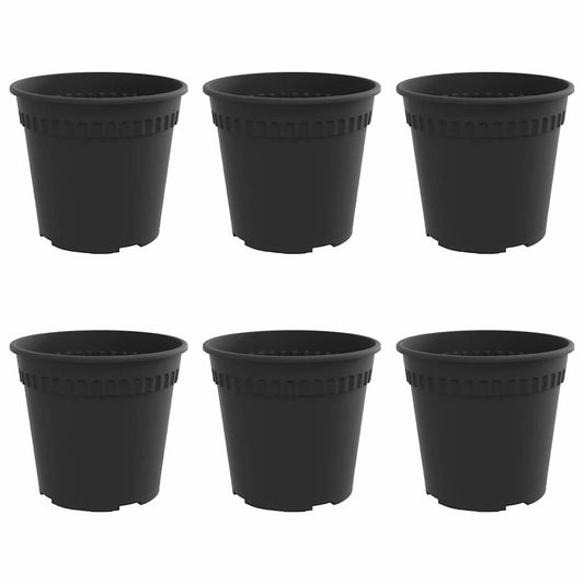 vidaXL Στρογγυλή Γλάστρα Λουλουδιών 6 pcs Μαύρο Ø 19 x 16 εκ Πλαστικό