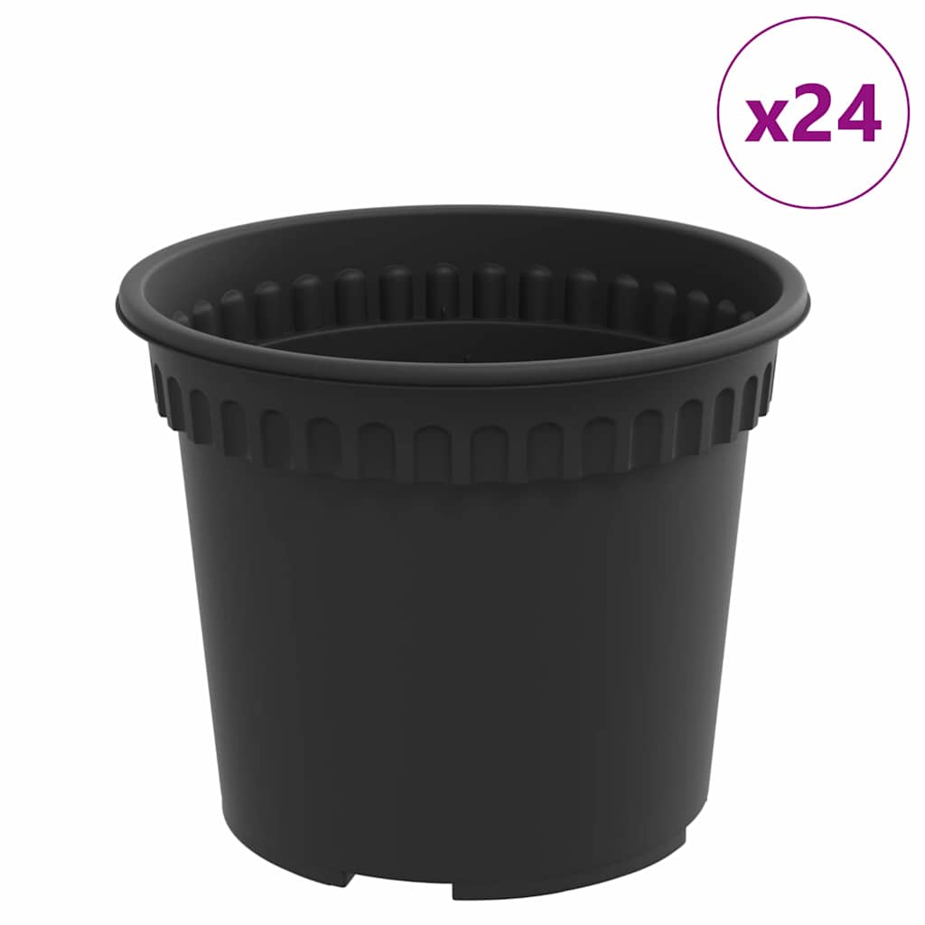 vidaXL Στρογγυλή Γλάστρα Λουλουδιών 24 pcs Μαύρο Ø 12,5 x 10 εκ