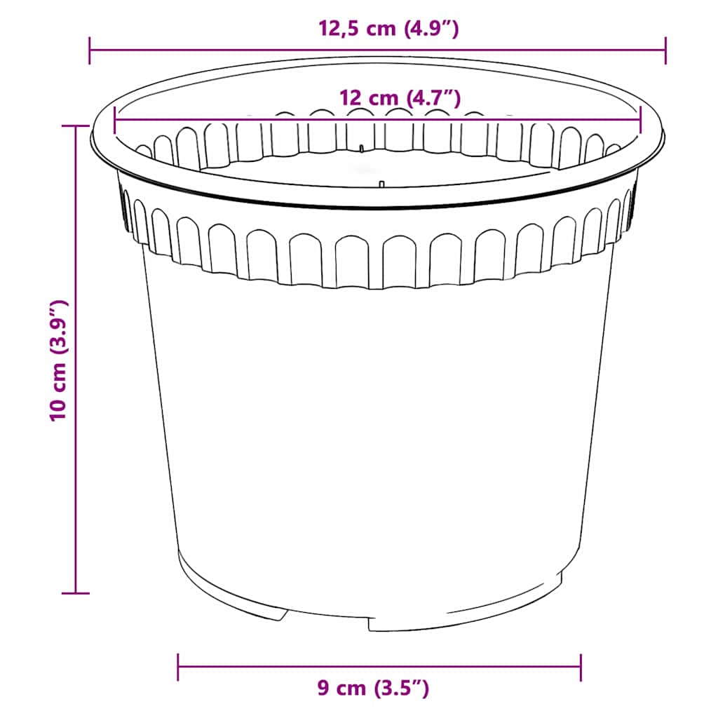 vidaXL Στρογγυλή Γλάστρα Λουλουδιών 24 pcs Μαύρο Ø 12,5 x 10 εκ