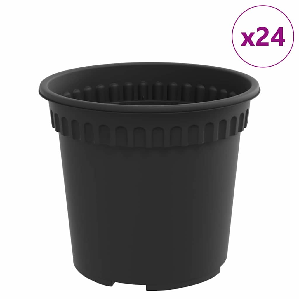 vidaXL Στρογγυλή Γλάστρα Λουλουδιών 24 pcs Μαύρο Ø 15 x 12 cm Πλαστικό
