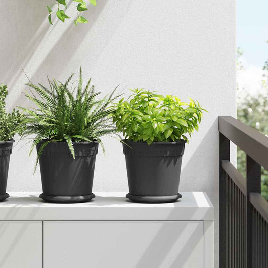 vidaXL Στρογγυλή Γλάστρα Λουλουδιών 24 pcs Μαύρο Ø 19 x 16 εκ Πλαστικό