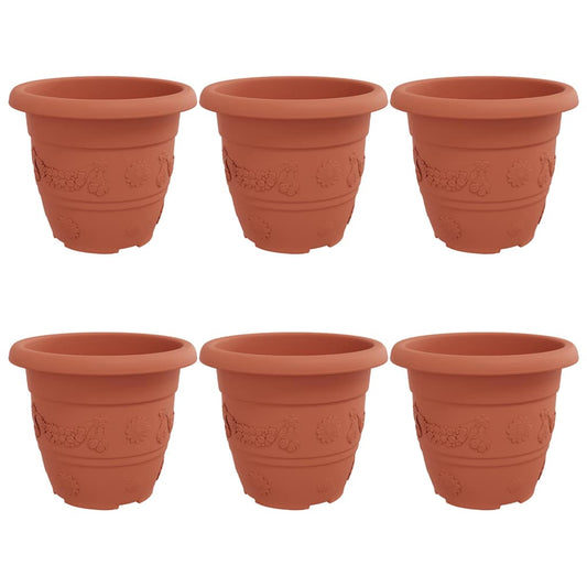 vidaXL Στρογγυλή Γλάστρα Λουλουδιών 6 pcs Κεραμιδί Ø 26 x 21.5 εκ.