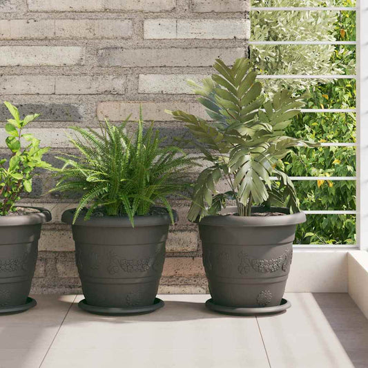 vidaXL Στρογγυλή Γλάστρα Λουλουδιών 6 pcs Μαύρο Ø 26 x 21.5 εκ.