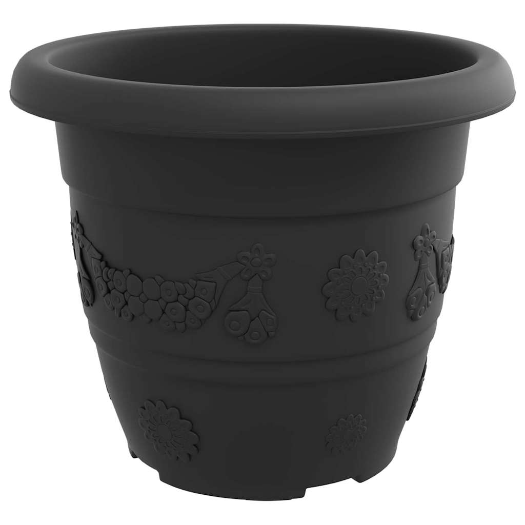vidaXL Στρογγυλή Γλάστρα Λουλουδιών 6 pcs Μαύρο Ø 26 x 21.5 εκ.