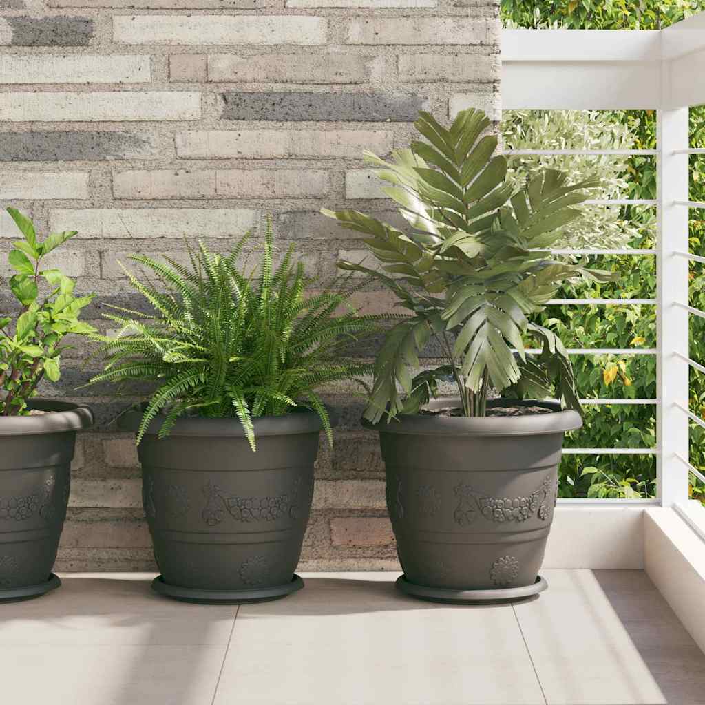 vidaXL Στρογγυλή Γλάστρα Λουλουδιών 6 pcs Μαύρο Ø 26 x 21.5 εκ.