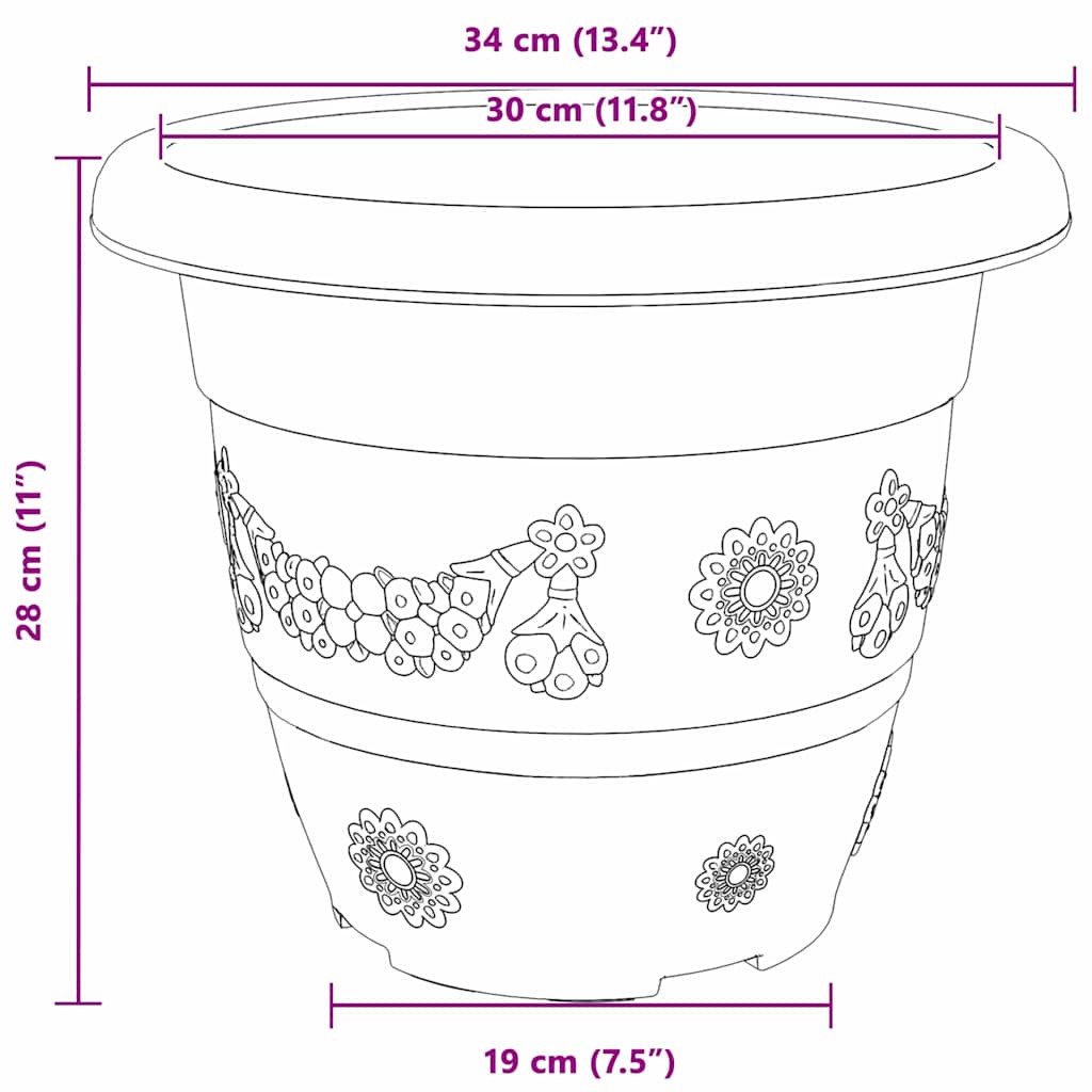 vidaXL Στρογγυλή Γλάστρα Λουλουδιών 6 pcs Μαύρο Ø 26 x 21.5 εκ.