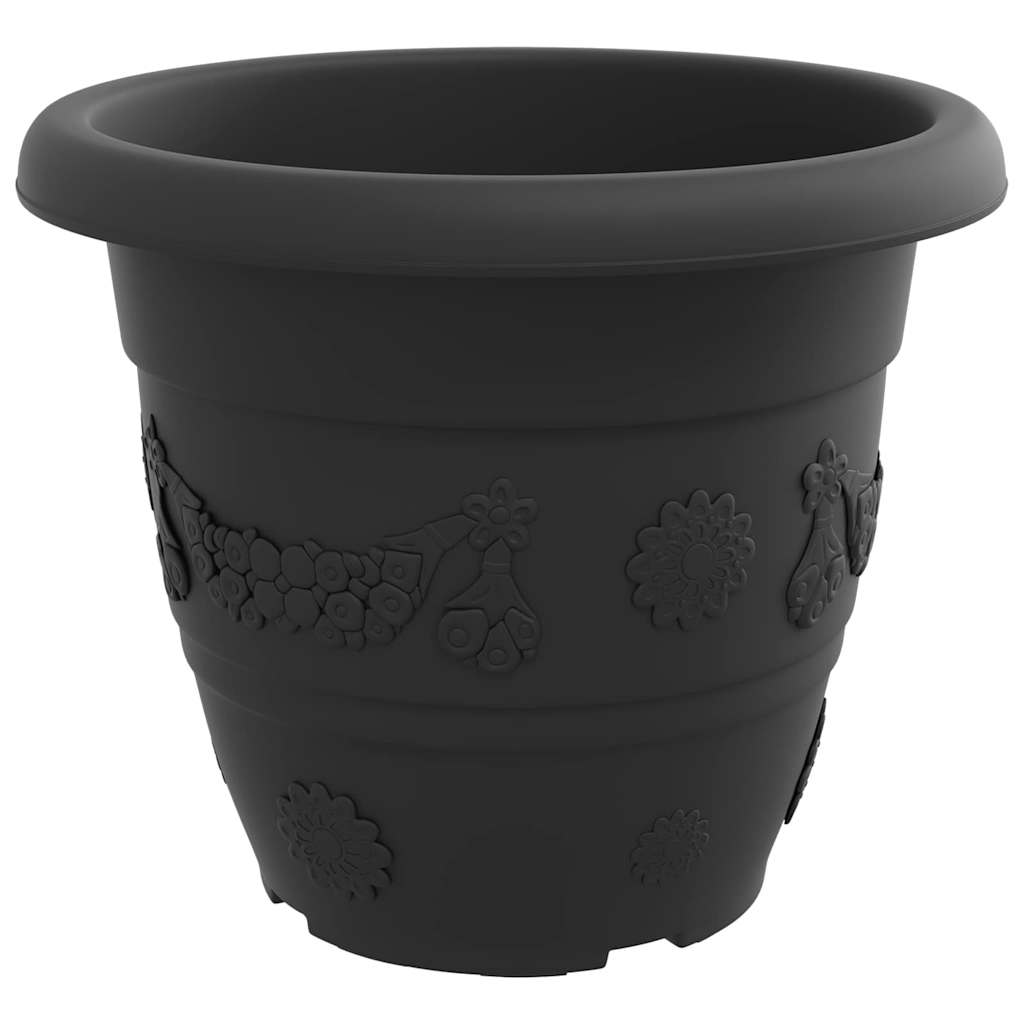 vidaXL Στρογγυλή Γλάστρα Λουλουδιών 6 pcs Μαύρο Ø 26 x 21.5 εκ.
