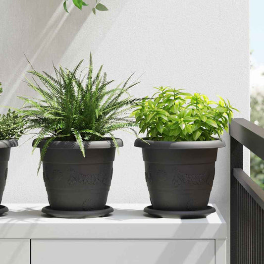 vidaXL Στρογγυλή Γλάστρα Λουλουδιών 24 pcs Μαύρο Ø 26 x 21.5 εκ.
