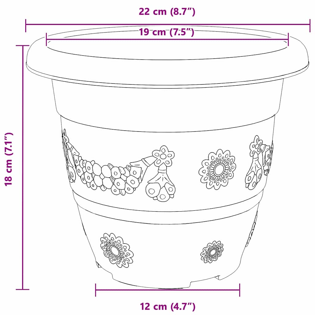 vidaXL Στρογγυλή Γλάστρα Λουλουδιών 24 pcs Μαύρο Ø 26 x 21.5 εκ.
