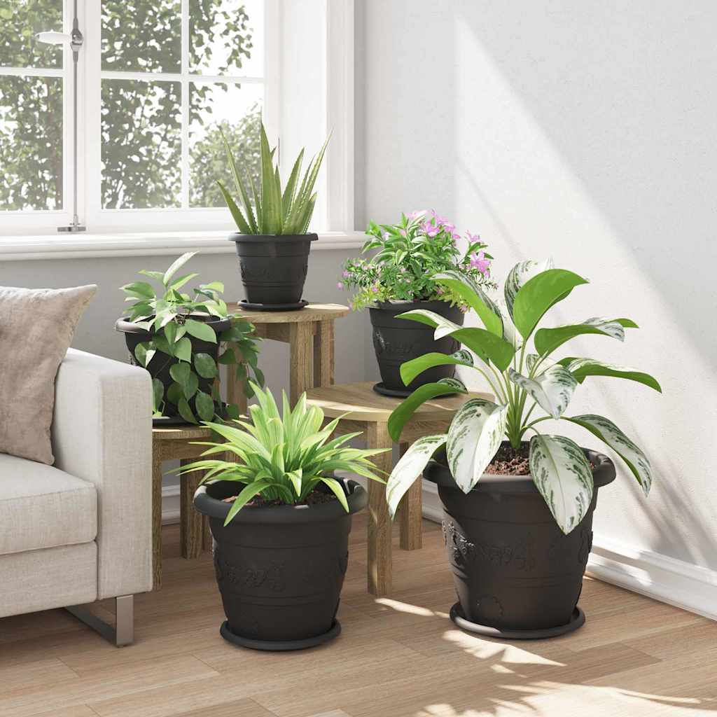 vidaXL Στρογγυλή Γλάστρα Λουλουδιών 24 pcs Μαύρο Ø 34 x 28 εκ Πλαστικό