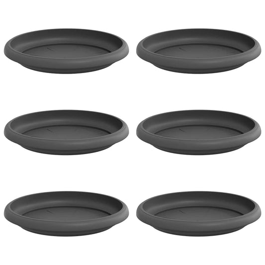 vidaXL Στρογγυλός Δίσκος Λουλουδιών 6 pcs Μαύρο Ø 15,5 x 2 εκ Πλαστικό