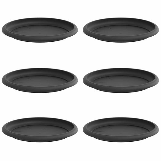 vidaXL Στρογγυλός Δίσκος Λουλουδιών 6 pcs Μαύρο Ø 19 x 2 εκ Πλαστικό