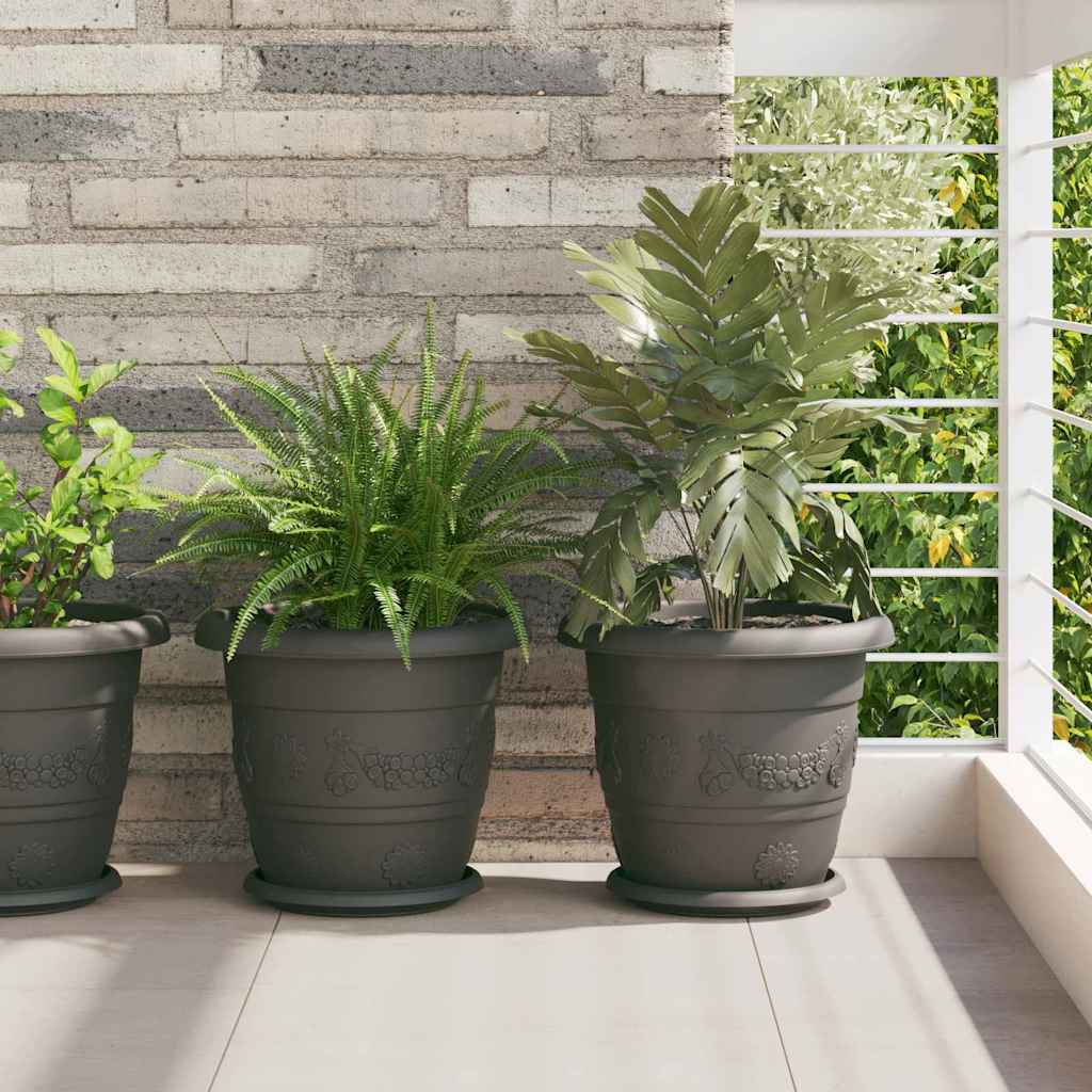 vidaXL Στρογγυλός Δίσκος Λουλουδιών 6 pcs Μαύρο Ø 14 x 2 εκ Πλαστικό