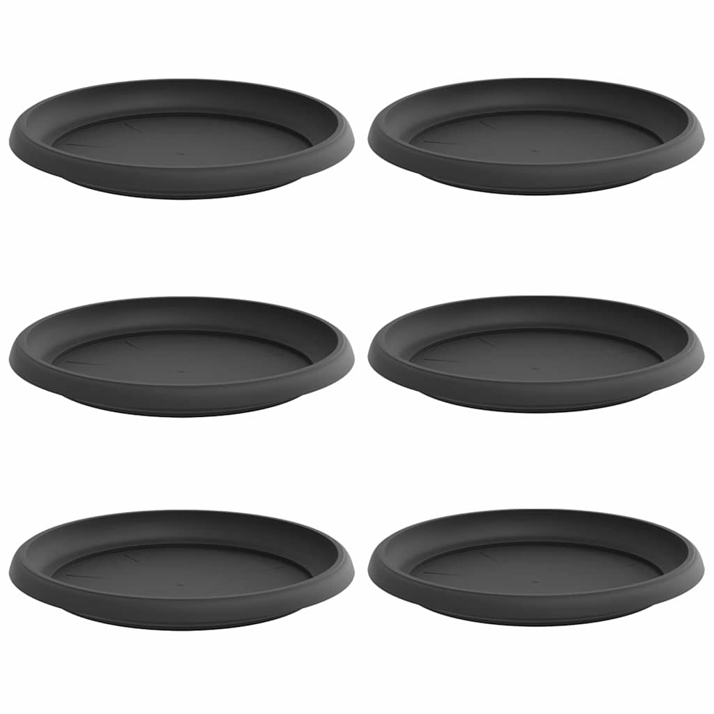 vidaXL Στρογγυλός Δίσκος Λουλουδιών 6 pcs Μαύρο Ø 14 x 2 εκ Πλαστικό