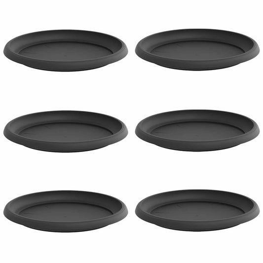 vidaXL Στρογγυλός Δίσκος Λουλουδιών 6 pcs Μαύρο Ø 14 x 2 εκ Πλαστικό