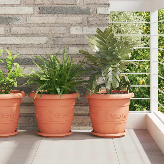 vidaXL Στρογγυλός Δίσκος Λουλουδιών 24 pcs Κεραμιδί Ø 21,5 x 2,5 εκ
