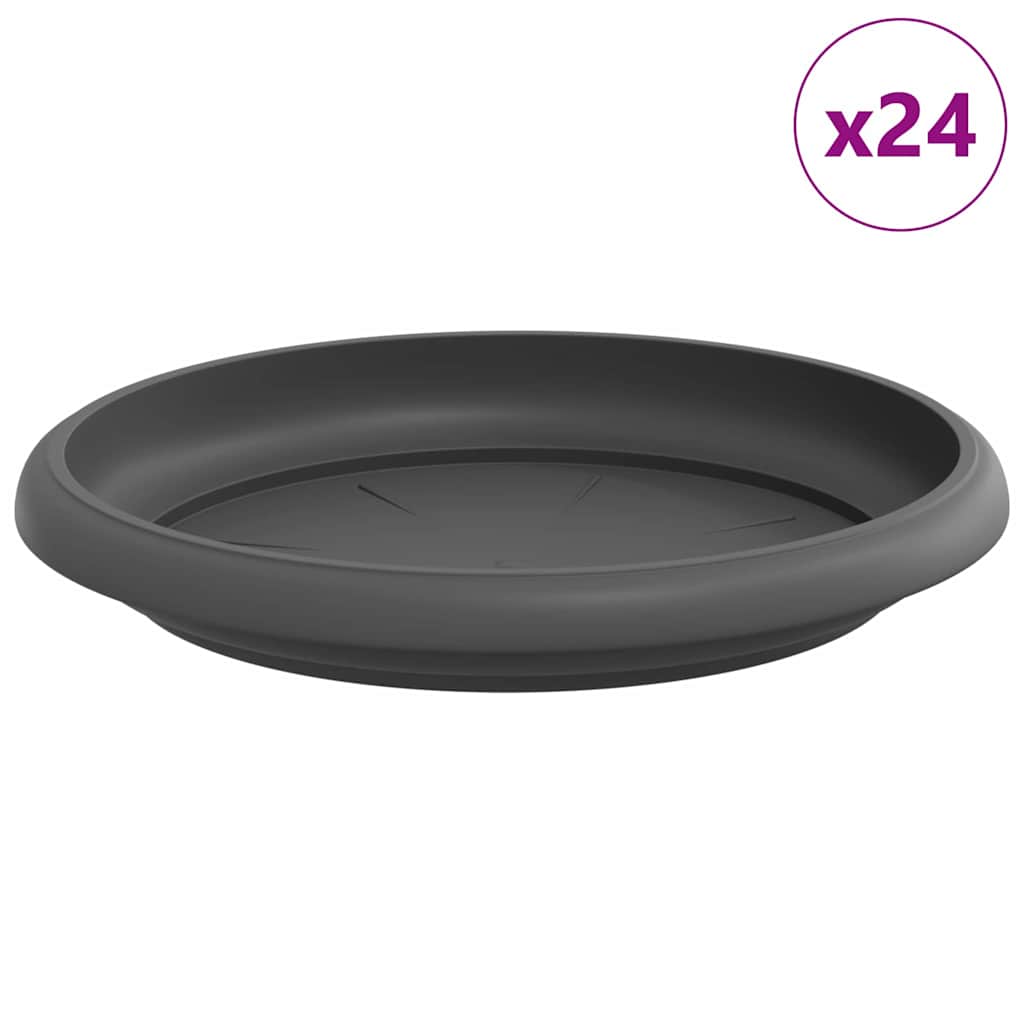 vidaXL Στρογγυλός Δίσκος Λουλουδιών 24 pcs Μαύρο Ø 14 x 2 εκ Πλαστικό