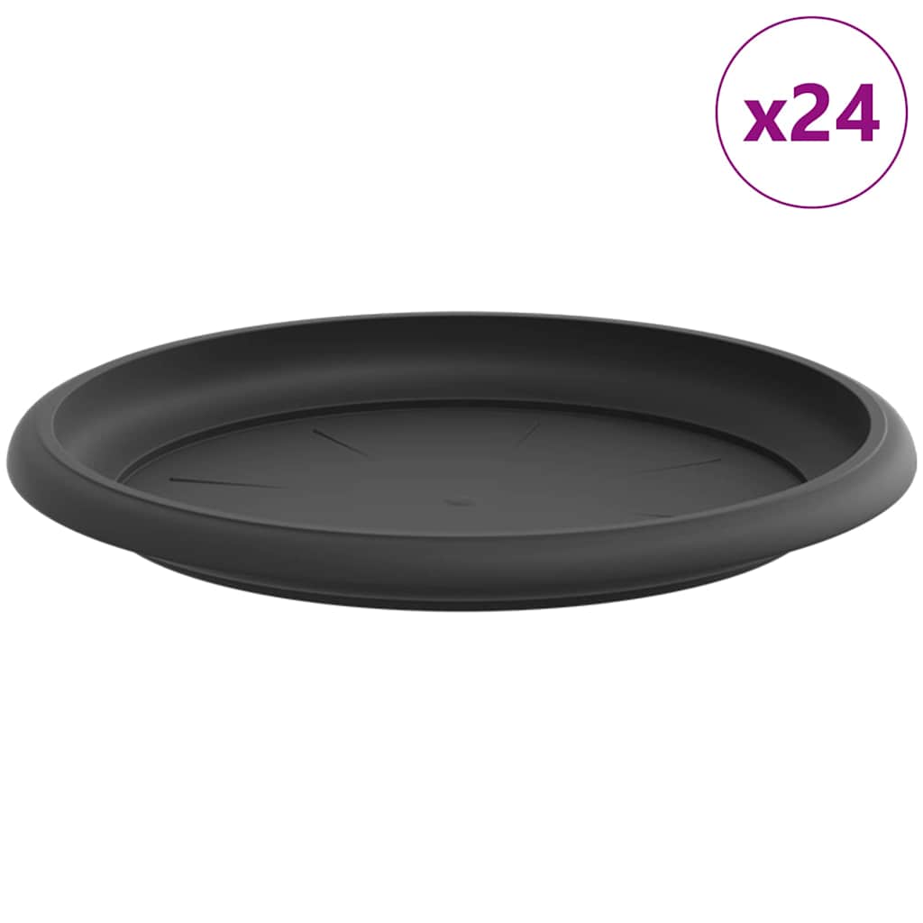 vidaXL Στρογγυλός Δίσκος Λουλουδιών 24 pcs Μαύρο Ø 14 x 2 εκ Πλαστικό