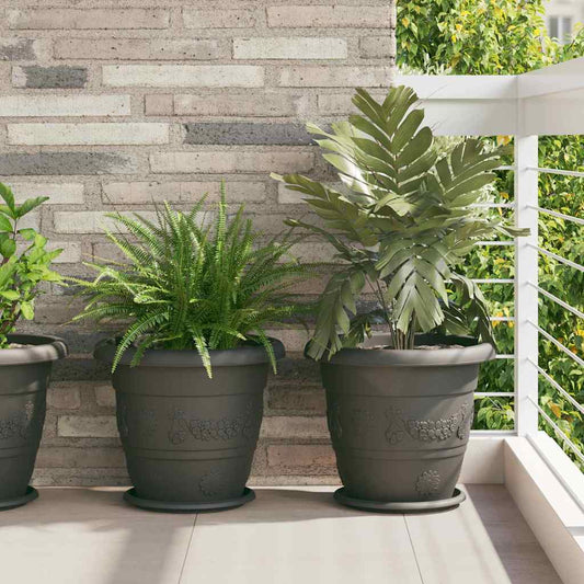 vidaXL Στρογγυλός Δίσκος Λουλουδιών 24 pcs Μαύρο Ø 27 x 2,5 εκ