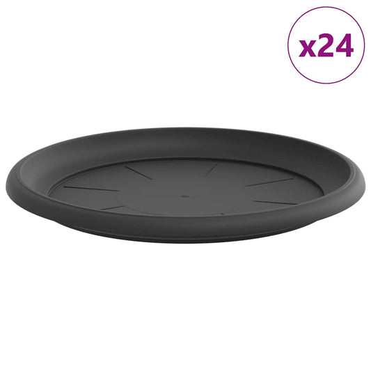 vidaXL Στρογγυλός Δίσκος Λουλουδιών 24 pcs Μαύρο Ø 27 x 2,5 εκ