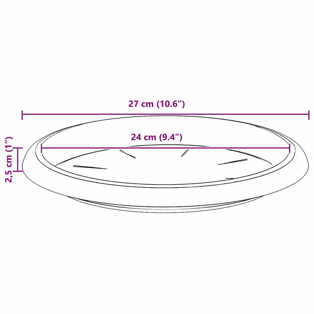 vidaXL Στρογγυλός Δίσκος Λουλουδιών 24 pcs Μαύρο Ø 27 x 2,5 εκ
