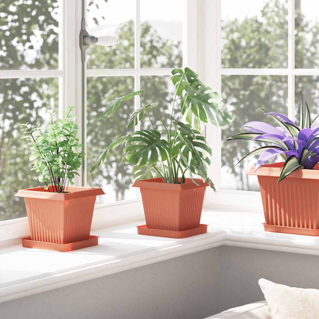 vidaXL Τετράγωνη Γλάστρα για Λουλούδια 6 pcs Κεραμιδί