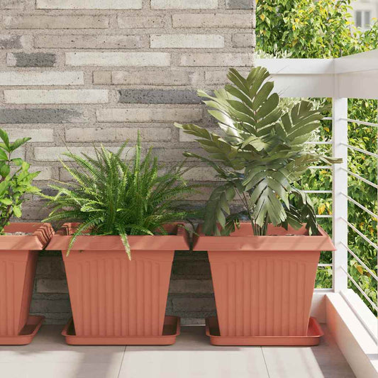 vidaXL Τετράγωνη Γλάστρα για Λουλούδια 6 pcs Κεραμιδί Πλαστικό