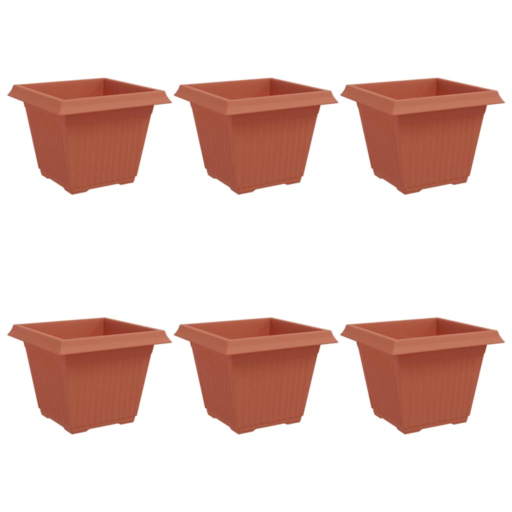 vidaXL Τετράγωνη Γλάστρα για Λουλούδια 6 pcs Κεραμιδί Πλαστικό