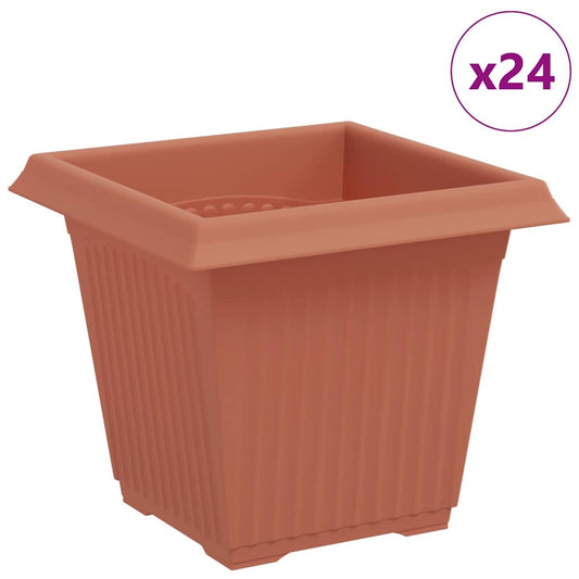 vidaXL Τετράγωνη Γλάστρα για Λουλούδια 24 pcs Κεραμιδί 16 x 16 x 14 εκ