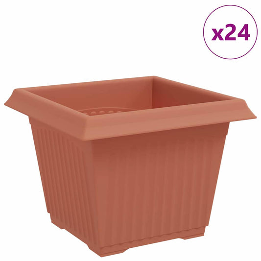 vidaXL Τετράγωνη Γλάστρα για Λουλούδια 24 pcs Κεραμιδί Πλαστικό