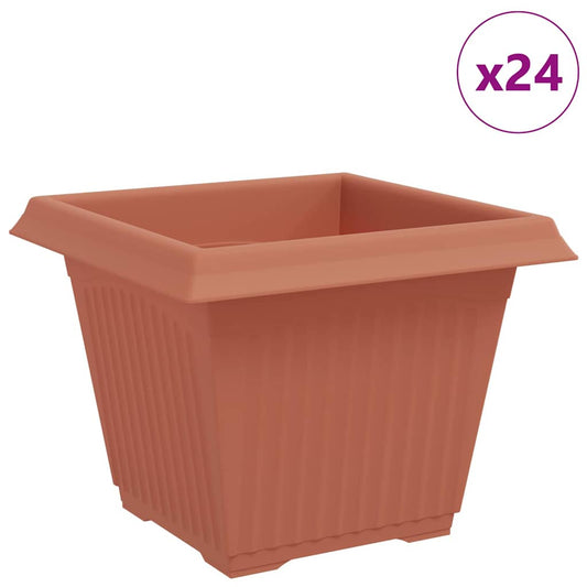 vidaXL Τετράγωνη Γλάστρα για Λουλούδια 24 pcs Κεραμιδί Πλαστικό