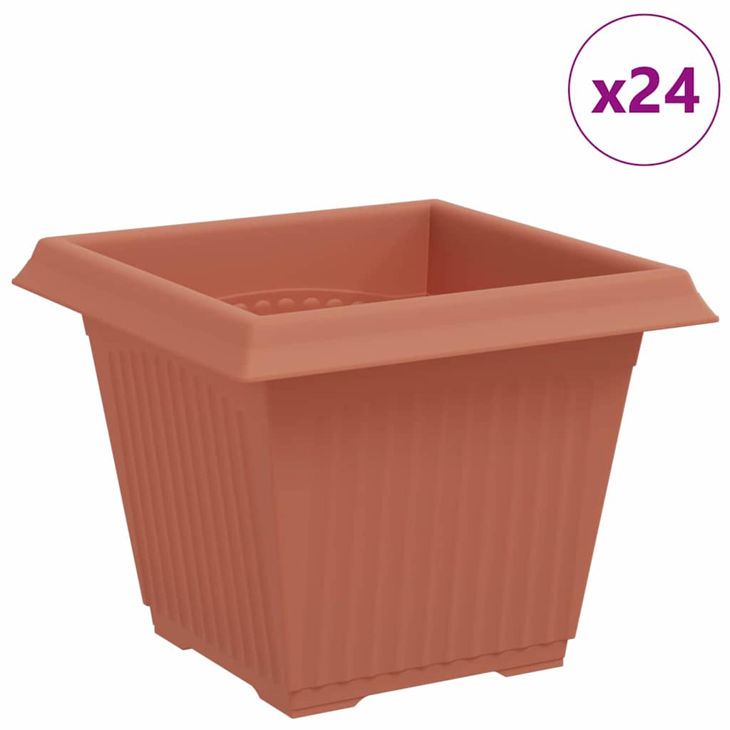 vidaXL Τετράγωνη Γλάστρα για Λουλούδια 24 pcs Κεραμιδί