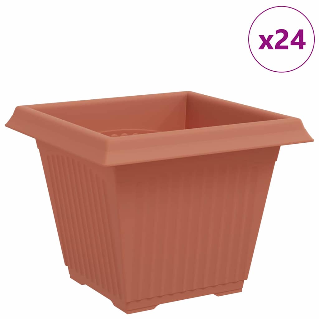 vidaXL Τετράγωνη Γλάστρα για Λουλούδια 24 pcs Κεραμιδί