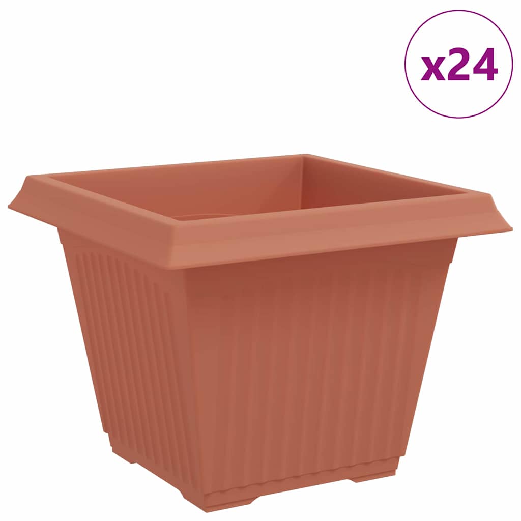 vidaXL Τετράγωνη Γλάστρα για Λουλούδια 24 pcs Κεραμιδί