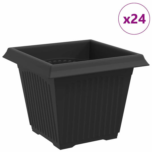 vidaXL Τετράγωνη Γλάστρα για Λουλούδια 24 τμχ. Μαύρο 20 x 20 x 16 εκ