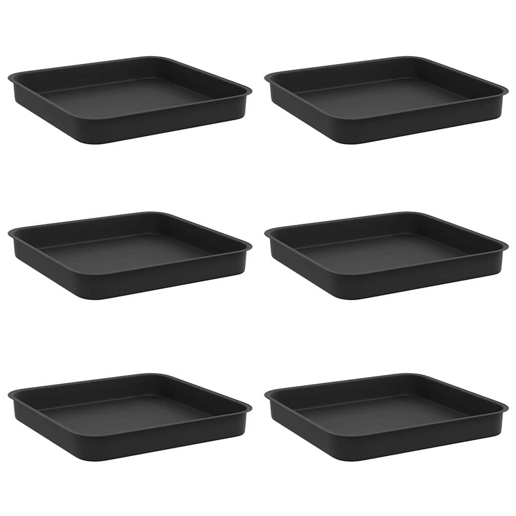 vidaXL Τετραγωνικός Δίσκος Λουλουδιών 6 pcs Μαύρο 15 x 15 x 2 εκ.