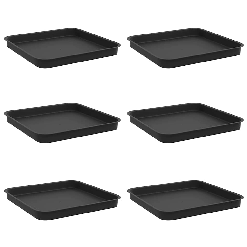 vidaXL Τετραγωνικός Δίσκος Λουλουδιών 6 pcs Μαύρο 21 x 21 x 2 εκ.