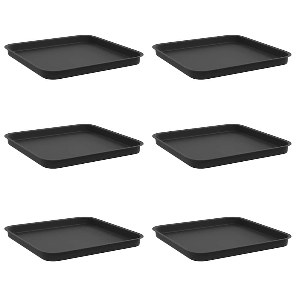 vidaXL Τετραγωνικός Δίσκος Λουλουδιών 6 pcs Μαύρο 32 x 32 x 2,5 εκ.