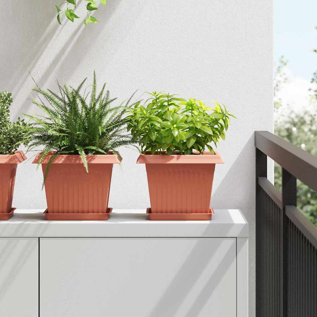 vidaXL Τετραγωνικός Δίσκος Λουλουδιών 24 pcs Κεραμιδί 18 x 18 x 2 εκ.