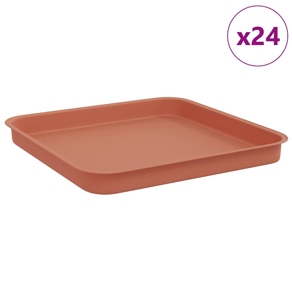 vidaXL Τετραγωνικός Δίσκος Λουλουδιών 24 pcs Κεραμιδί 21 x 21 x 2 εκ.