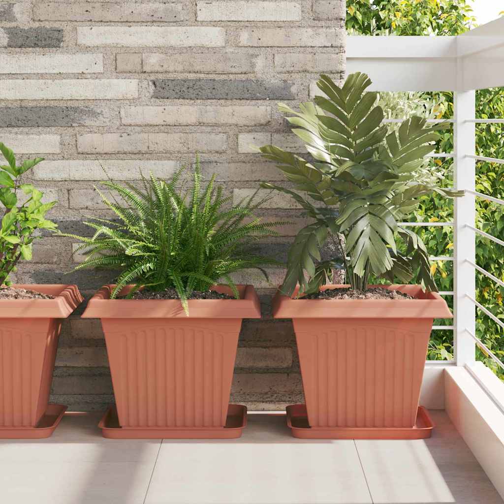 vidaXL Τετραγωνικός Δίσκος Λουλουδιών 24 pcs Κεραμιδί Πλαστικό